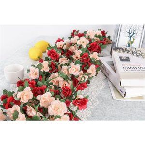 5 Pack 47 FT Fake Rose Vine Flowers Plants Artificial Flower Hanging Rose Ivy